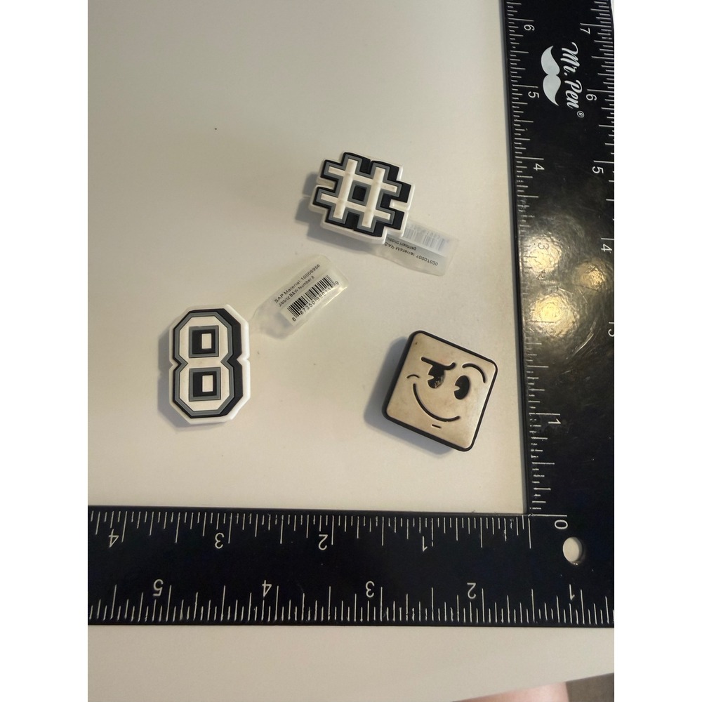 Crocs Jibbitz Shoe Charms Set Number 8 Hashtag Winking‎ Face Emoji Black White